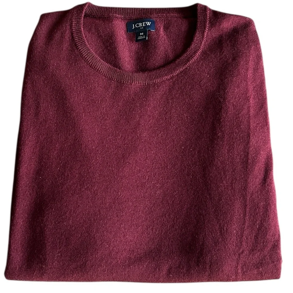 J Crew Men's Medium Merino Wool Crewneck Burgundy Sweater M